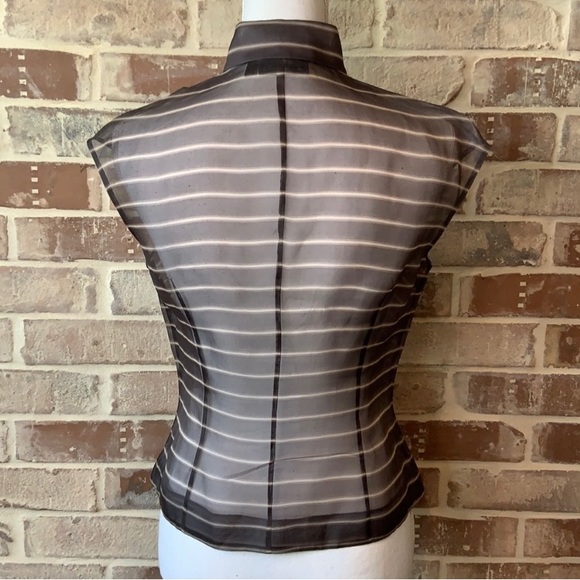 Emanuel Ungaro Silk Sleeveless Striped Sheer Top Size 8 - Picture 4 of 5